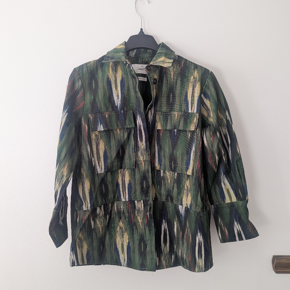 MNG Mango Committed Collection Shirt Jacket Size S/M Aztec Art To Wear Green